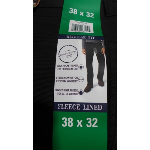 3213 - Quantity of men's black canvas fleece lined trousers - mixed size. * This lot is subject to VAT