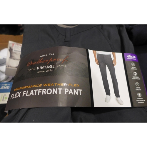 3214 - Quantity of men's navy canvas fleece lined trousers - mixed size. * This lot is subject to VAT