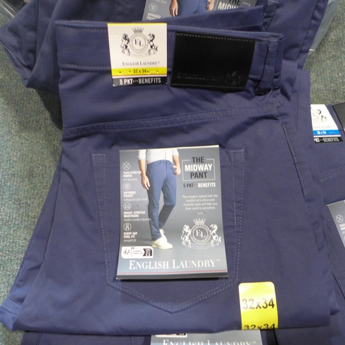 3219 - Quantity of mens navy English laundry trousers - mixed size. * This lot is subject to VAT