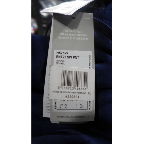 3222 - Quantity of men's navy Adidas track pants - mixed size. * This lot is subject to VAT