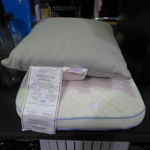 3349 - Fresh And Cool Foam Pillow Snuggledown And Sunbrella Cushion (317-354) *This lot is subject to VAT