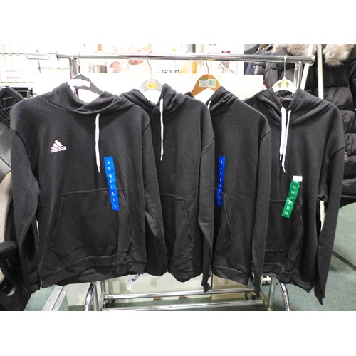 3167 - Four men's black Adidas hoodies - sizes L and XL * This lot is subject to VAT