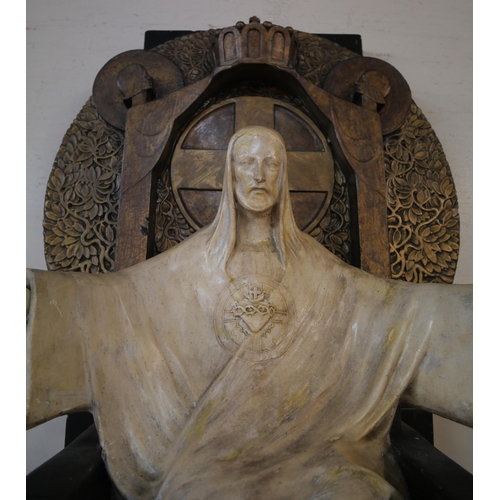 384A - A French ecclesiastical plaster figure, Crowning of Christ