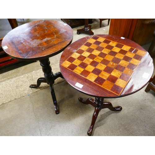 149 - A Victorian mahogany tripod games table and one other