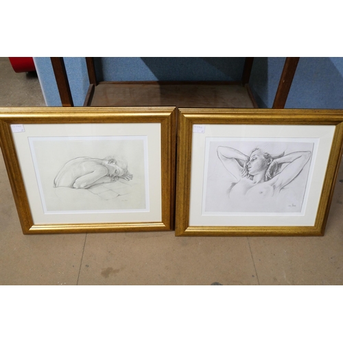 337 - Five Francis Van Move nude female prints, framed