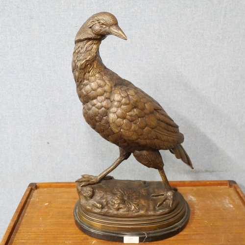 344 - A large French style bronze figure of a grouse