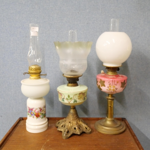 347 - Three Victorian oil lamps