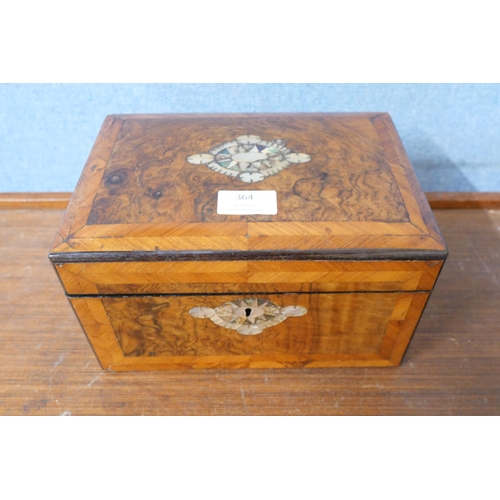 364 - A Victorian inlaid walnut lady's sewing box