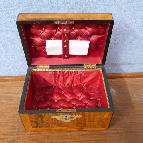 364 - A Victorian inlaid walnut lady's sewing box