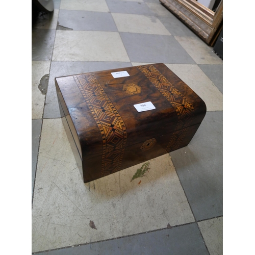 398 - A Victorian inlaid walnut lady's sewing box