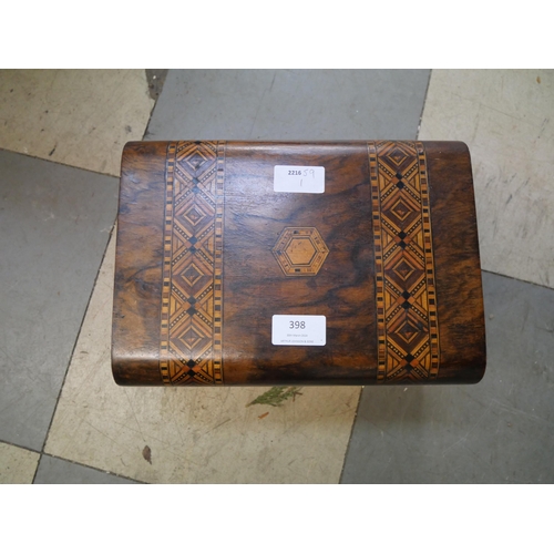 398 - A Victorian inlaid walnut lady's sewing box