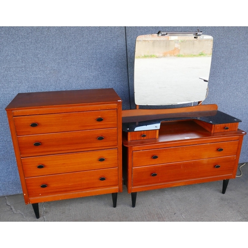 60 - A Lebus teak chest of drawers and dressing table