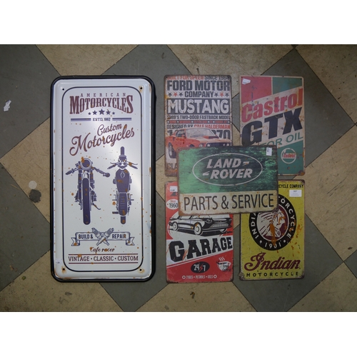 387 - Six assorted tin signs