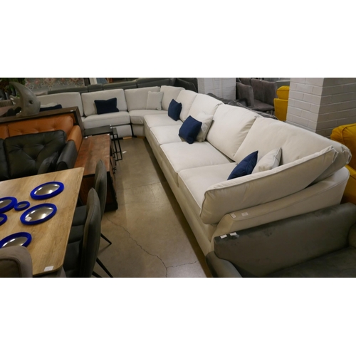 1301 - A Barker & Stonehouse dove grey velvet eight seater corner sofa in five sections RRP £3295 for four ... 