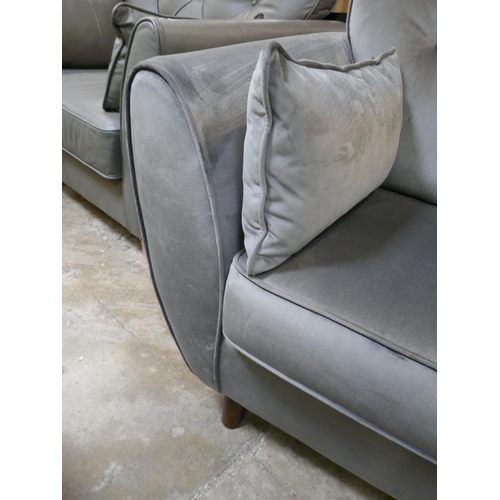 1302 - A grey velvet Hoxton three seater sofa and two seater sofa RRP £1578