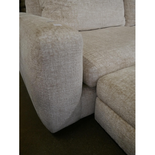 1305 - Champagne velvet grande four seater sofa and footstool