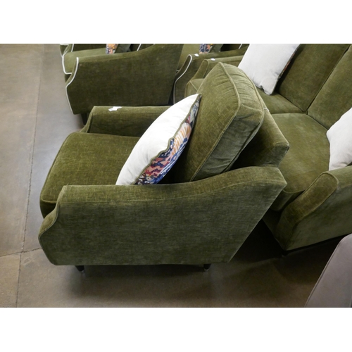 1315 - A forest green velvet two seater sofa and armchair RRP £1598