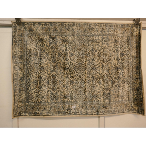 1317 - An ivory and duck egg blue Cashmere rug, 100 x 140cm