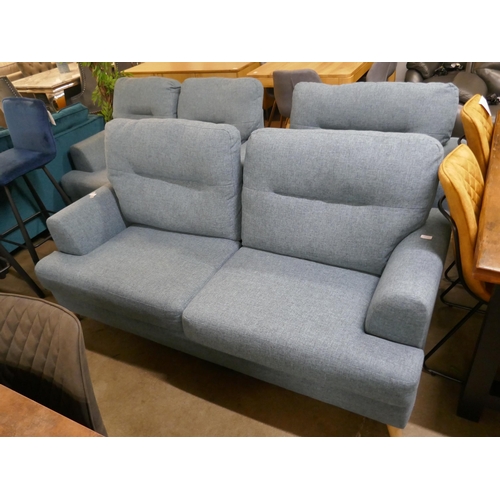 1350 - An aqua weave three seater sofa, two seater and armchair