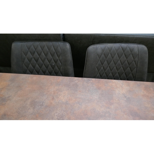 1355 - A copper HPL 1.8m dining table and six Finwick chairs
