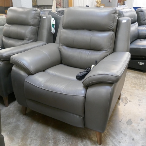 1381 - Ava Storm Grey Leather electric Reclining Armchair , Original RRP £549.99 + VAT (4198-14) *This lot ... 