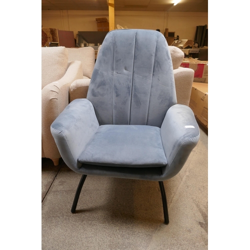 1445 - A Condor Steel Blue Velvet Armchair