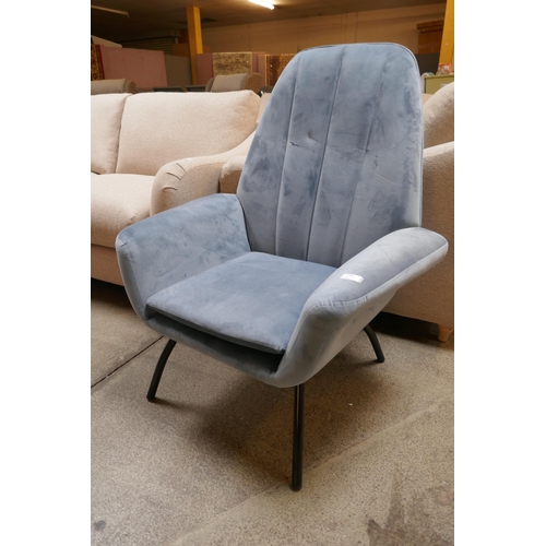1445 - A Condor Steel Blue Velvet Armchair