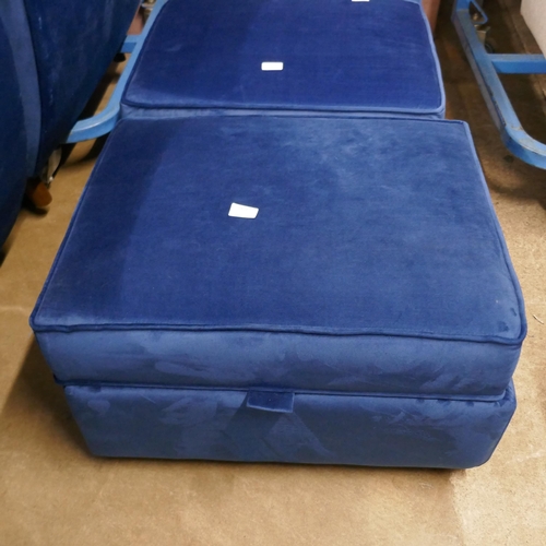 1410 - A blue velvet Hoxton footstool