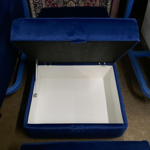 1411 - A blue velvet Hoxton footstool