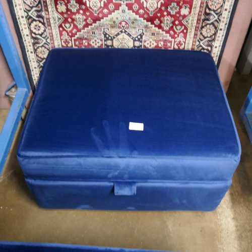 1412 - A blue velvet Hoxton footstool