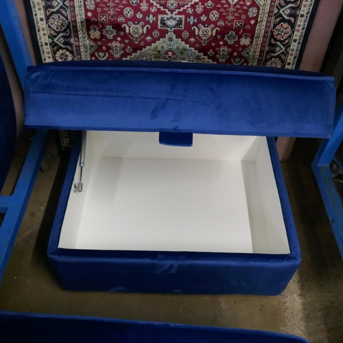1412 - A blue velvet Hoxton footstool