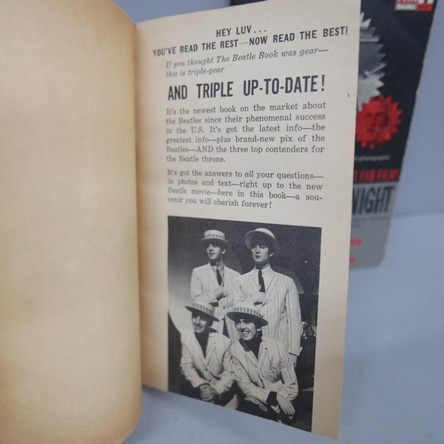 620 - Beatles interest; A Hard Day's Night music and words sheet, two paperback books, The Beatles Up To D... 