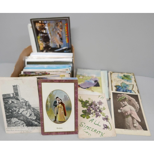 631 - Postcards; a box of postcards, vintage to modern