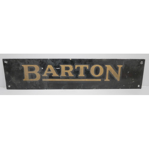 632 - A Barton bus metal sign, 45.5cm x 10cm
