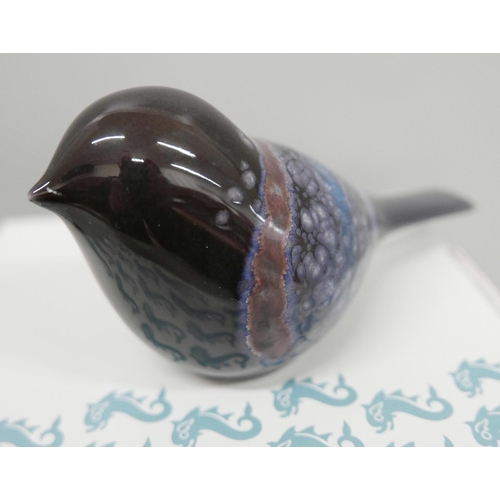 636 - A pair of Poole Pottery birds in celestial glaze, boxed