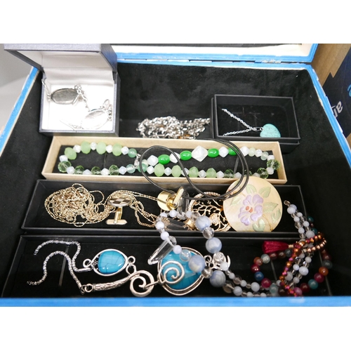 649 - A jewellery box and one other box of semi-precious stone jewellery