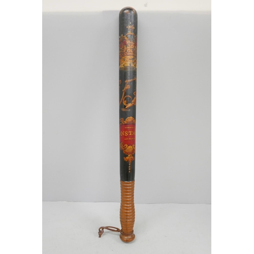 664 - A Victorian police truncheon with painted rank marks of Constable