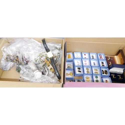 675 - Twenty-two pairs of cufflinks and a box of mixed costume jewellery