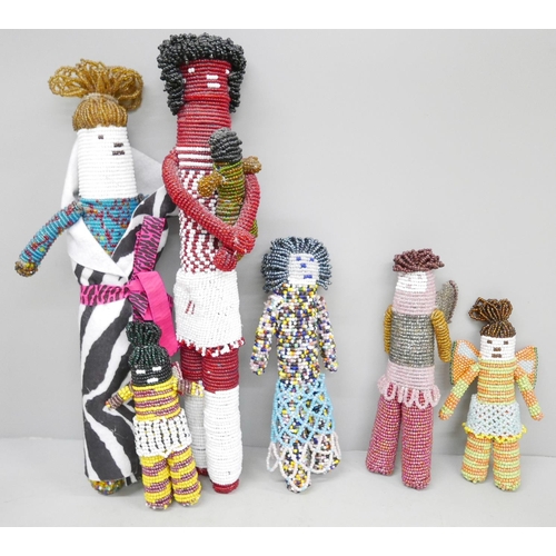 677 - Tribal tourist trade art; six South African beaded dolls