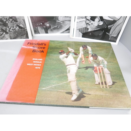 678 - Cricket interest; Frindall's Score Book, England v West Indies 1976, signed by author, black and whi... 