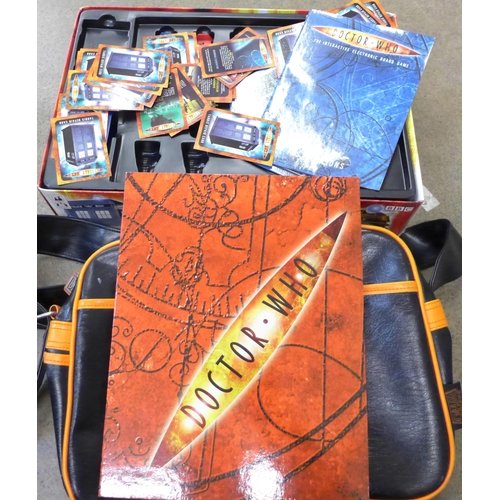 709 - A Doctor Who shoulder bag and a Doctor Who interactive electronic board game