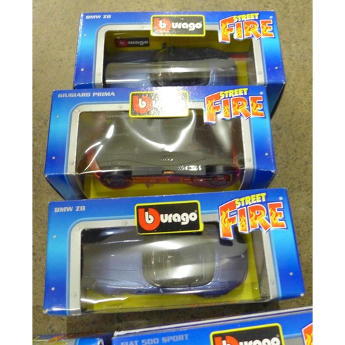 720 - Burago Street Fire die-cast model vehicles, twenty-two in total, in a Burago box