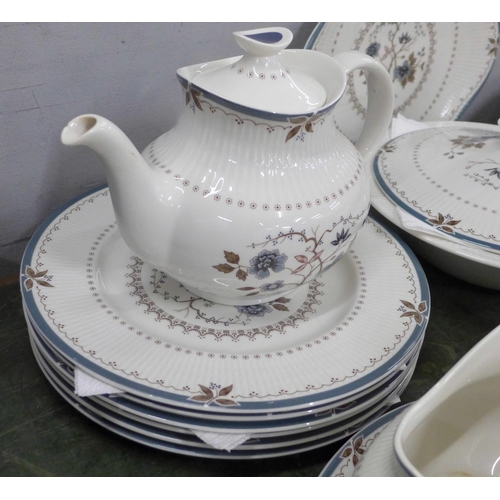 737 - A Royal Doulton Old Colony six setting dinner and tea service, small chip to teapot spout, one cup a... 