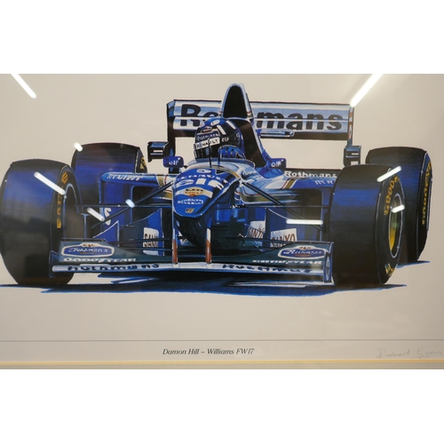 743 - Formula 1, Damon Hill Williams FW17 print, signed by Robert Egan