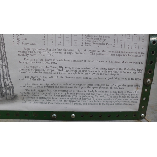 749 - A nickel Meccano model of the Eiffel Tower with working lifts, circa 1920s, model no. 108, 130cm app... 