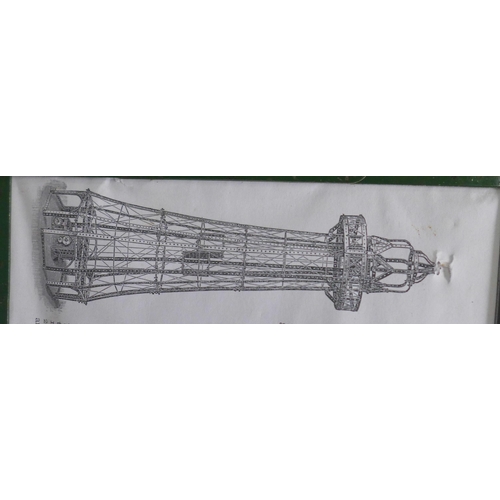 749 - A nickel Meccano model of the Eiffel Tower with working lifts, circa 1920s, model no. 108, 130cm app... 
