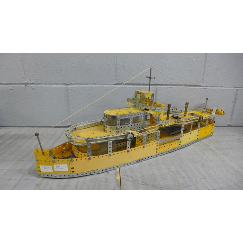750 - A circa 1970s Meccano model of a Liverpool ferry, 86cm