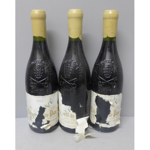 772 - Three bottles of 1995 Chateuneuf de Pape Domaine de la Vielle Julienne **PLEASE NOTE THIS LOT IS NOT... 