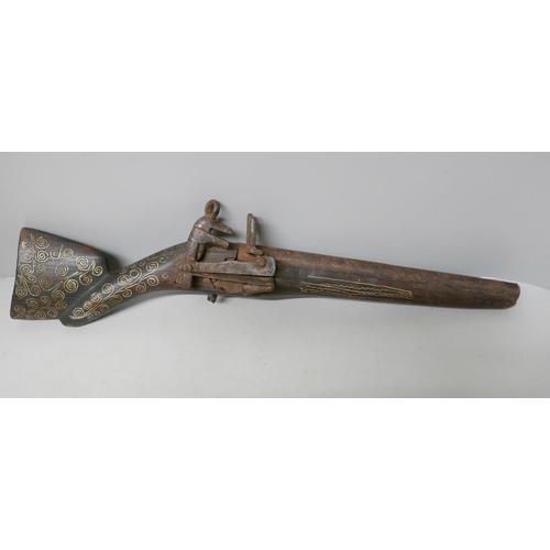 783 - An Ottoman Empire children's flintlock rifle, recovered from a farmhouse in Belgium prior to demolit... 