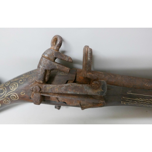 783 - An Ottoman Empire children's flintlock rifle, recovered from a farmhouse in Belgium prior to demolit... 